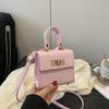 Fashion Crocodile-Embossed Mini Top Handle Bag with Gold Lock Detachable Crossbody Strap Faux Leather Shoulder Purse for Women