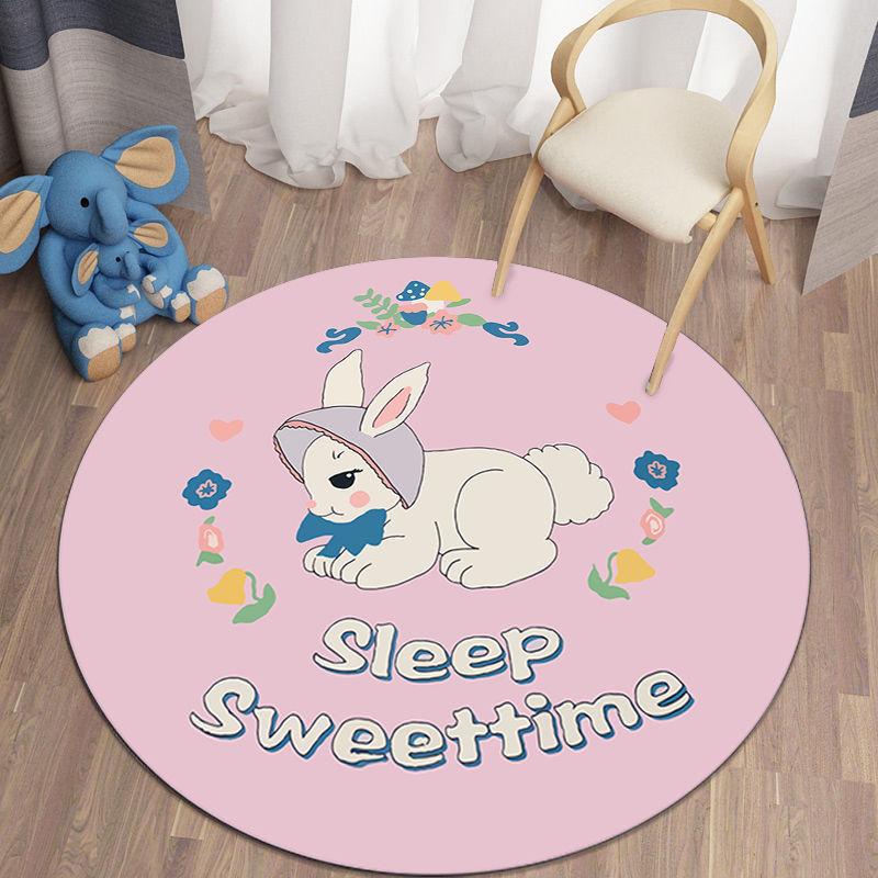Cartoon round coffee table floor mat cute table and chair children's room fresh floor mat suitable for bedroom living room