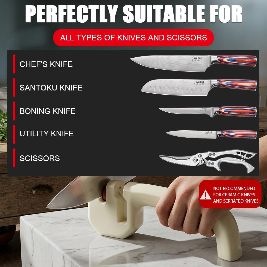 Household Handheld Sharpening Tool Suitable for Kitchen Knives and Scissors Care Double Slot Kitchen Knife Care Device with Anti Slip Base