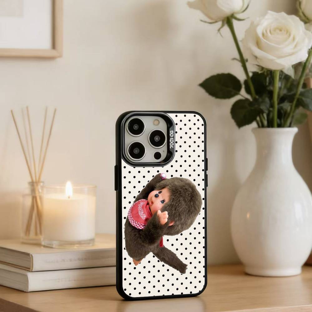 Cute M-Monchhichis Phone Case For iPhone17, 16,15,14,13,12 Pro Max Black Candy Matte Shockproof Cover iPhone14Pro