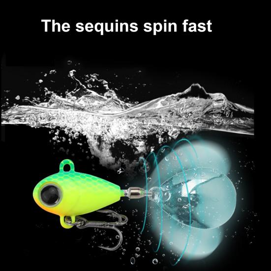 10.5G/30MM VIB Fishing Lure with Treble Hook Spinning Sequin Long Casting Hard Artificial Spinner Bait Saltwater Freshwater Bass