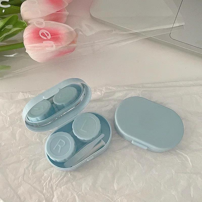 Contact Lens Case Smooth Travel Lady Holder Storage Eye Care Container with Mirror Lenses Box Contact Lens Inserter Remover