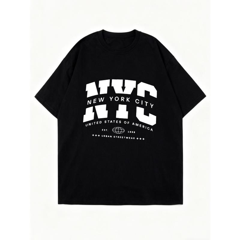 Oversized T Shirt Black Nyc New York City United States Of America Urban Streetwear Graphic Print Casual Wear For Women And Men