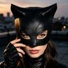 Fancy Prom Cat Women Mask BlackCosplay Half-Face Mask Cat Ear  Mask  Halloween Festival Party Mask