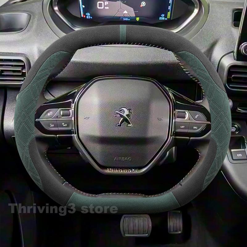 Suede Warm Car Steering Wheel Cover For New Peugeot 3008 5008 e-Partner 2008 408 508 308 2025 2026 Winter Warm Auto Accessories