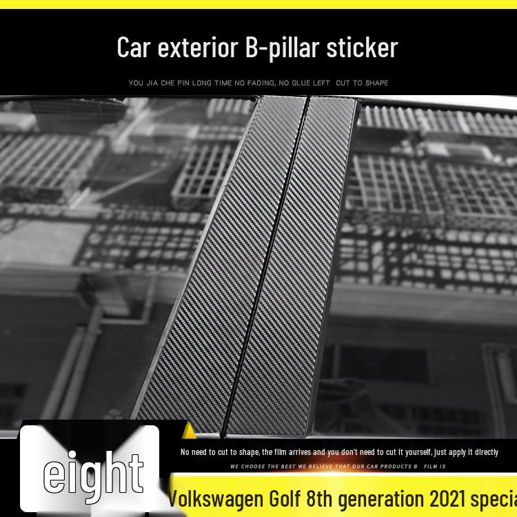 Compatible with 2021 VW Golf 8th Gen Interior Mod: Carbon Fiber Center Console & Door Protection Stickers