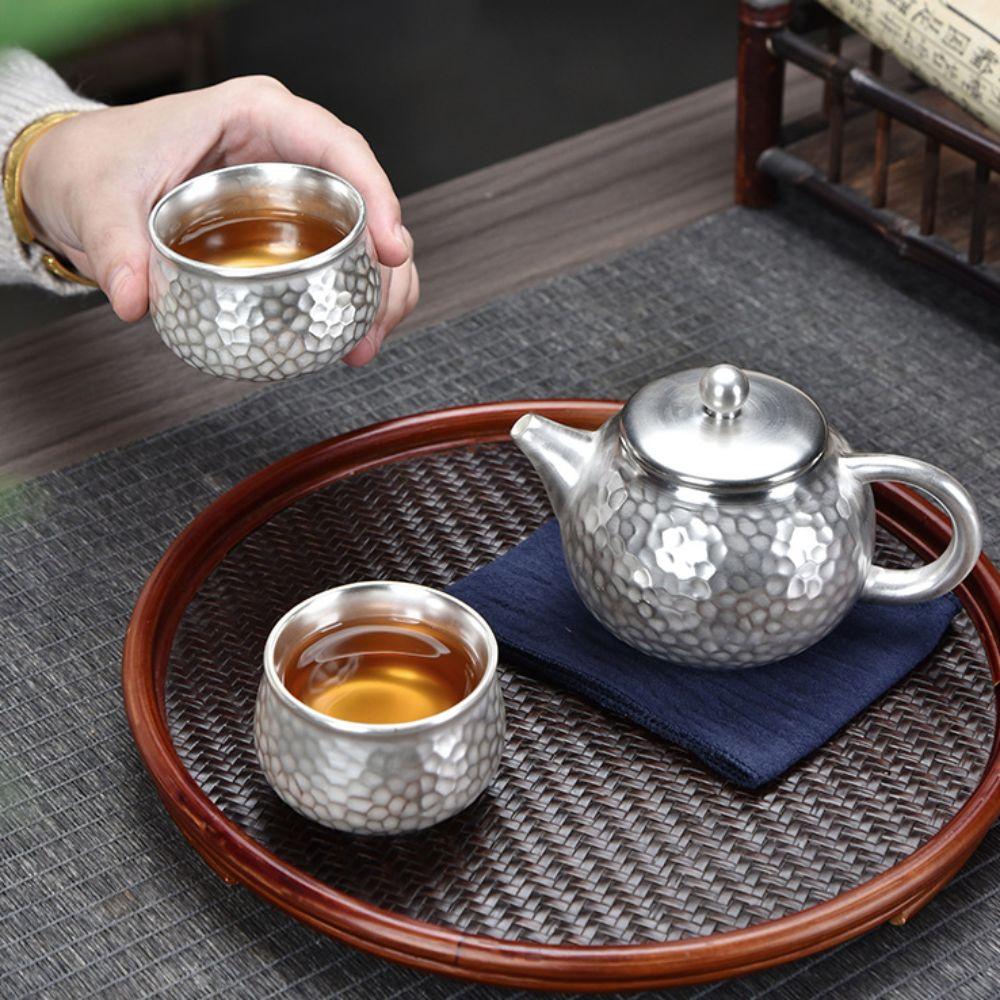 Filter Kung Fu Tea Pot Hammered Texture Portable Teapot Silver Gilding Teapot Gift Set  Elder