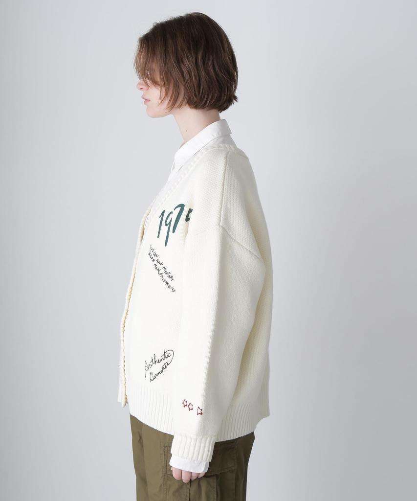 AVIREX HAND EMBROIDERY KNIT CARDIGAN Women's F 033 Off white 783-4241601