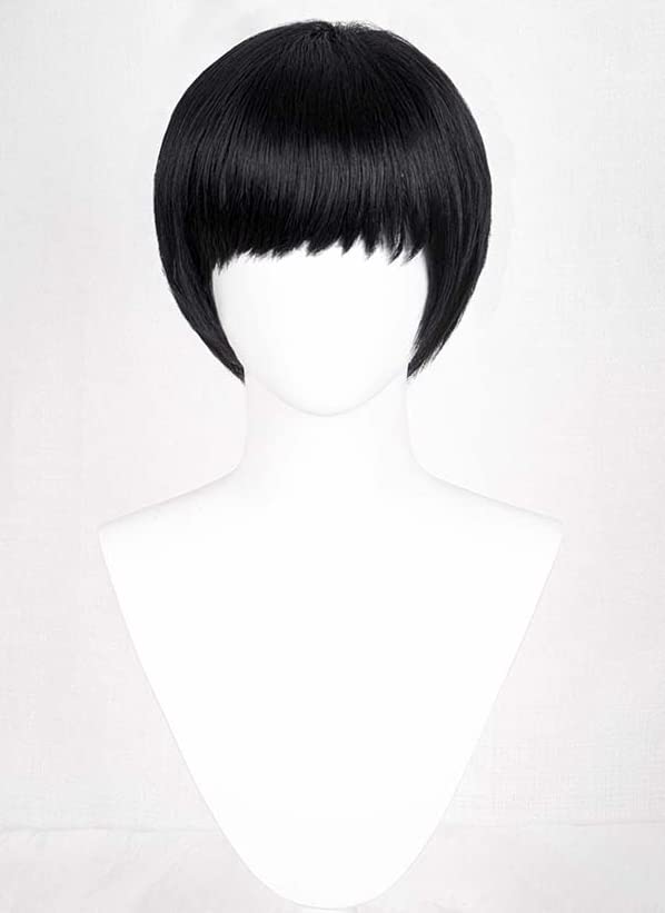 Heat-resistant Mushroom Cosplay Wig, Black, for Cosplay, Costumes, School Festivals, Includes Wig Net and Comb