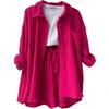 European and American Women's Crinkle Lapel Shirt & High Waist Shorts Two-Piece Set