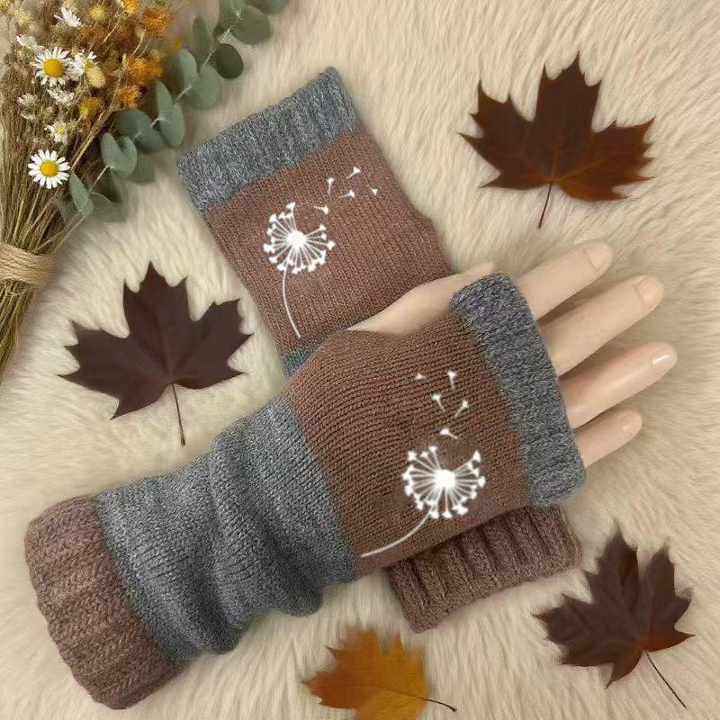 Damen Herbst/Winter Mode Gestrickte Bestickte Handschuhe