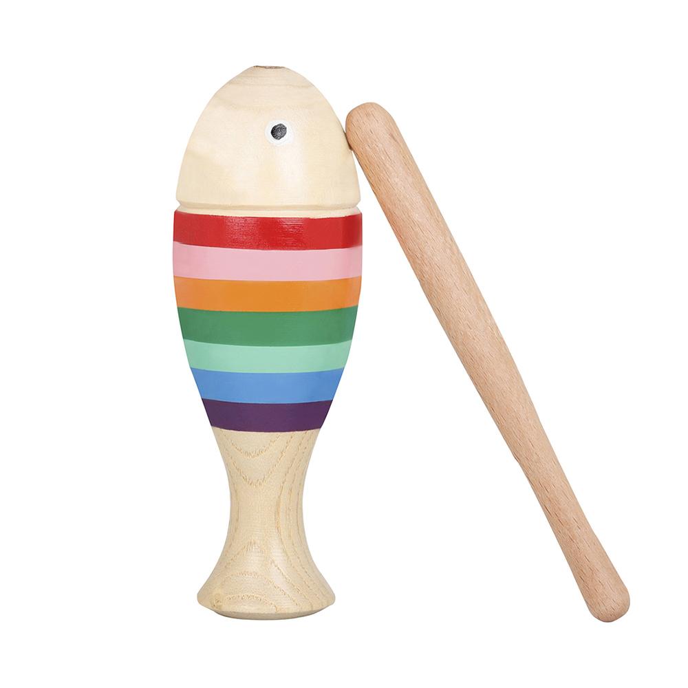 M MBAT Orff Wooden Fish Rainbow Fish Clapper Children's Educational Musical Toys Percussion Instruments And Accessories