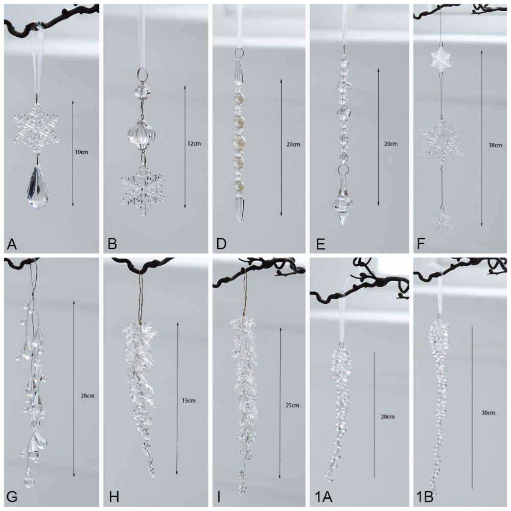 Transparent Christmas Hanging Pendants Snow Beads Star Xmas Tree Embellishment  Christmas