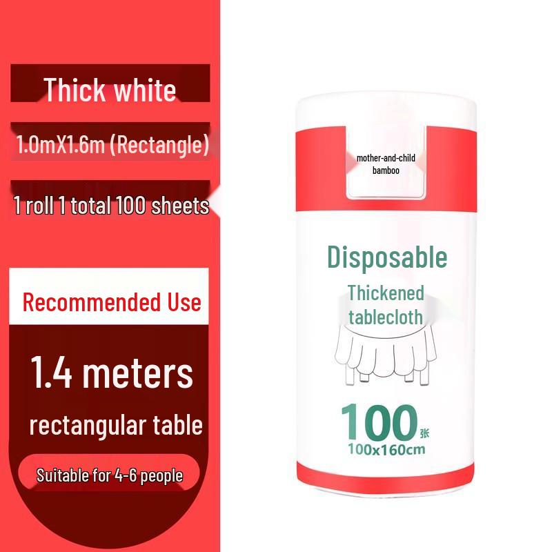 Thickened Waterproof Disposable Plastic Tablecloth for Round & Rectangular Tables