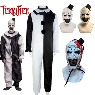 Art The Clown Cosplay Film Terrifier 2 Art The Clown Cosplay Kostüm Jumpsuit Maske Halloween Kostüme Maske für Männer Frauen