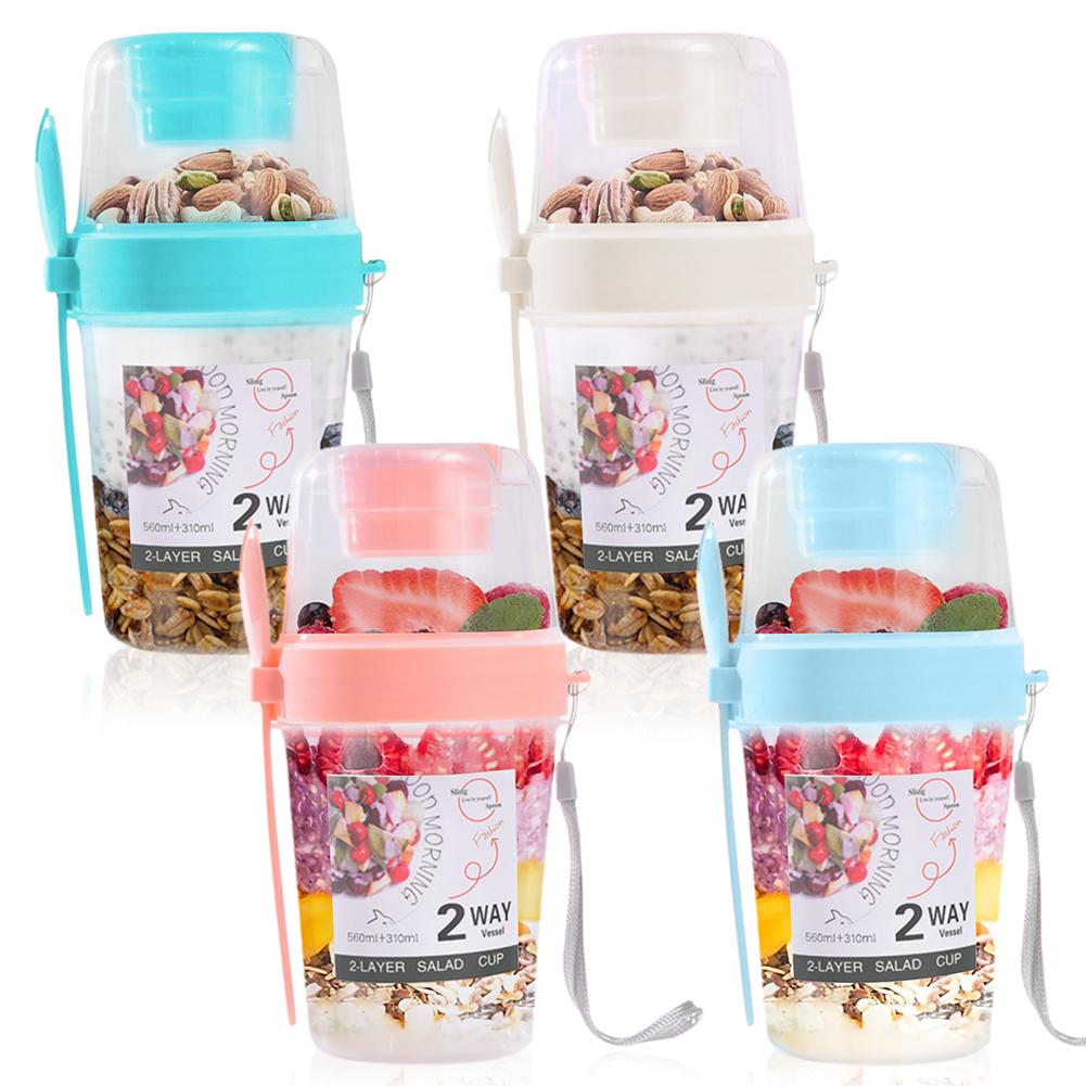 4Pcs Overnight Oats Container with Lid and Spoon Portable Cereal Cup Breakfast Container for Milk Cereal Fruit China Mainland