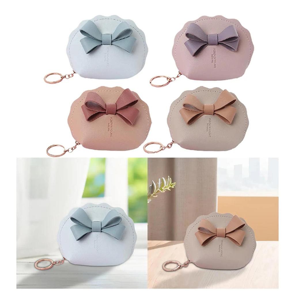 Cute Bow Small Bag Women PU Leather Coin Purses Fashion Zipper Handbag Girls Coin Card Holder for Kids Purses Keychain Wallet