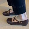 [Ushilai] French retro shallow mouth one-word buckle single shoes women's 2025 spring new bow Mary Jane shoes