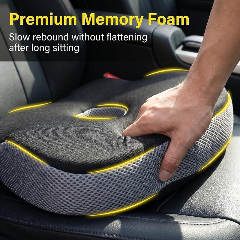 Ergonomic Memory Foam Car Seat Cushion, Anti-Pressure Hip Support Pad for Long Driving