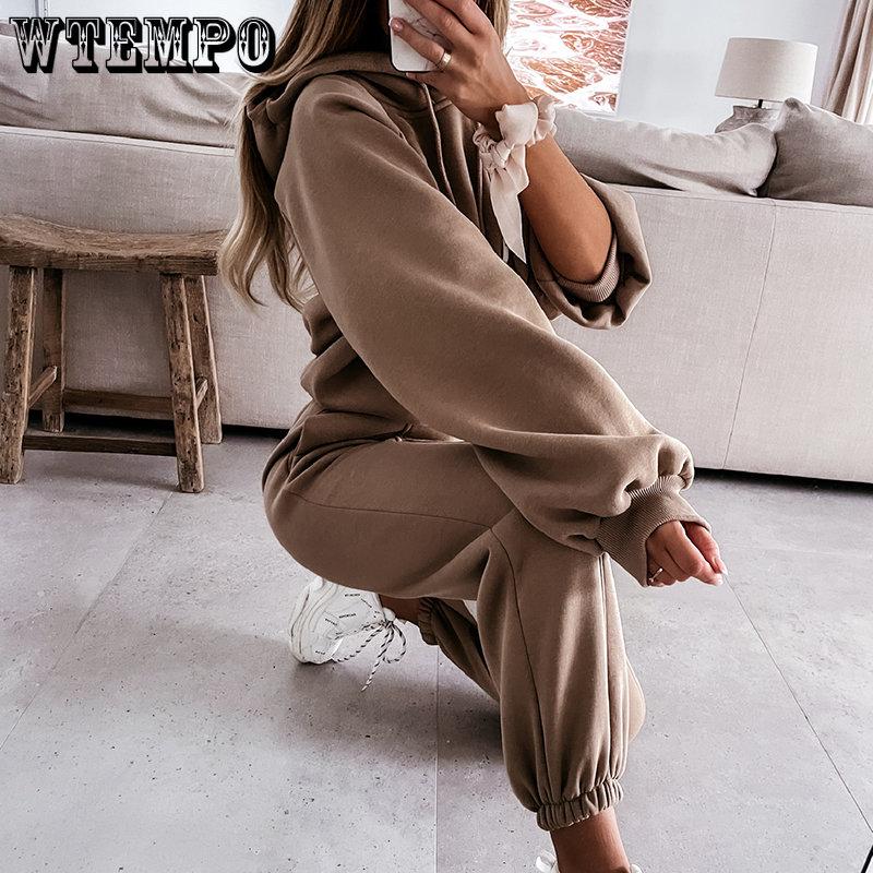 Trainingsanzüge Damen Fleece Hoodies Zweiteiliges Set Frühling Herbst Sweatshirts Hosen Sets Weibliche Winter Casual Sportanzüge