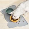 Cat Bowl Mat 17.3in Long 9.8in Wide Soft Anti Slip Silicone Spill Proof Pet Food Pad for Home Indoor Floor Gray