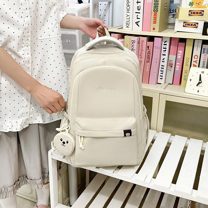 Schoolbag Korean schoolbag for girls, simple large-capacity backpack, junior high school student, high school, primary school student, lightweight 