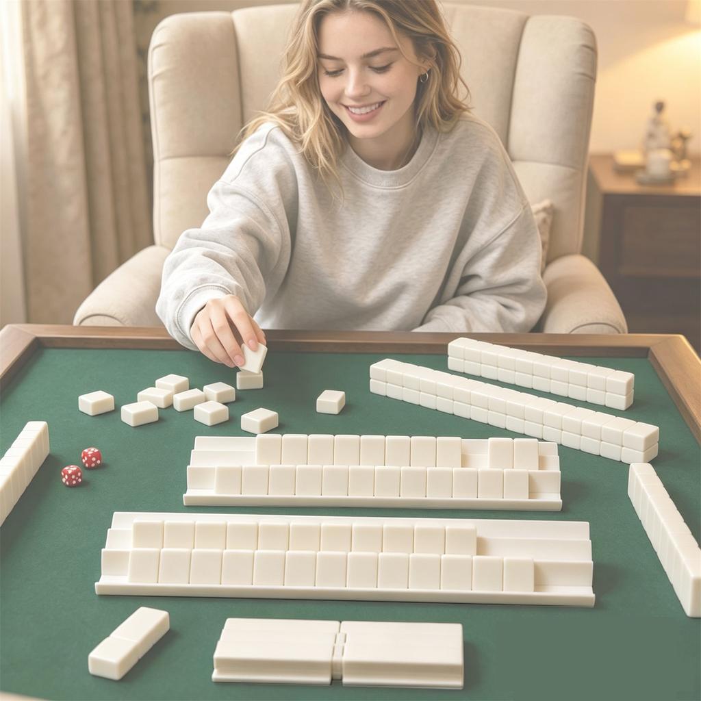 Mahjong Rack for Tabletop, Foldable Portable Holder with Folding Stand for Mahjong Tiles