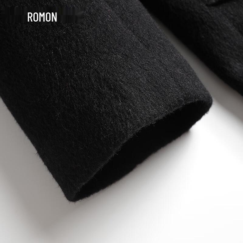 ROMON Men's Cashmere-Wool Blend Long Overcoat with Goose Down Liner