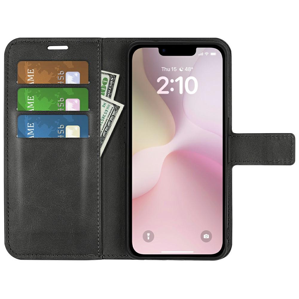 

For iPhone 16e Stand Case Anti-Scratch Calf Texture Leather Phone Cover Brown