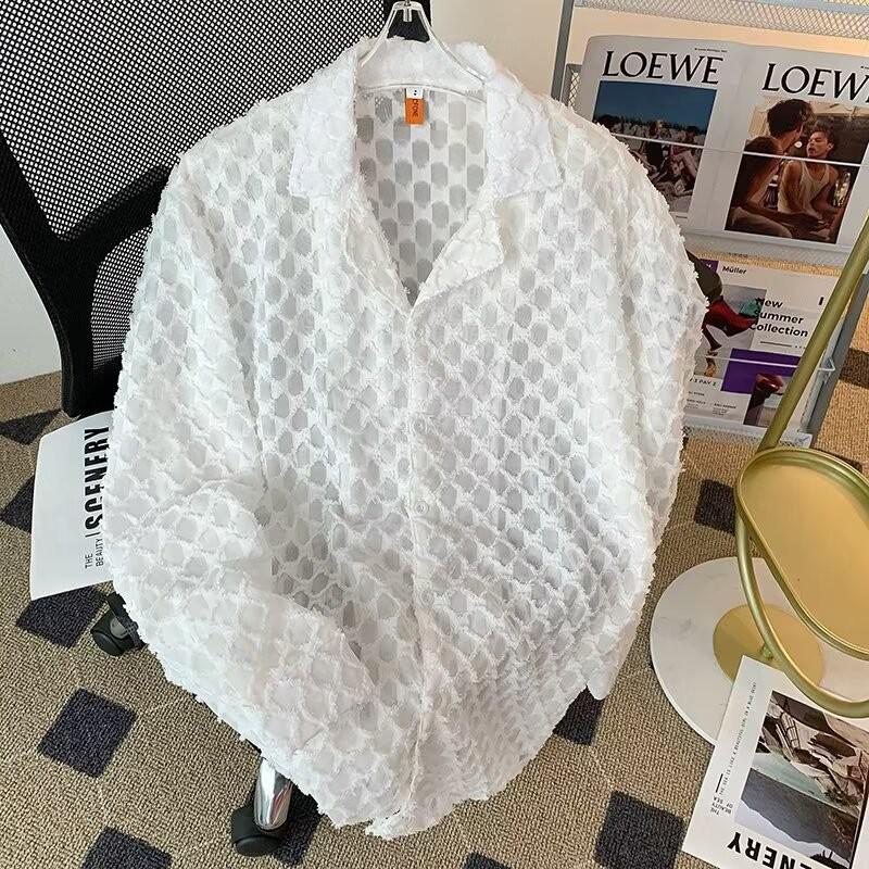 

Men s Long-Sleeve Stylish Hong Kong Style Jacket - Handsome Loose Fit Top Medium білий