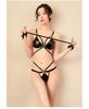 Sexy PU Leather Lingerie Cutout Bikini Swimsuit Top and Bottom Set Harness Bra Mistress Slave Bundled SM Costume Underwear [XuanXuan] G-String Women's