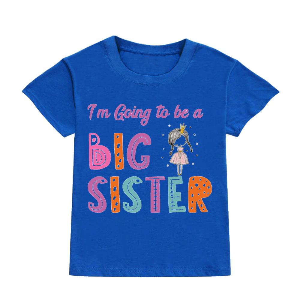 Vou Ser Uma Irmã Mais Velha Estampa Camiseta Infantil Casual Manga Curta Camiseta Infantil Anúncio de Gravidez Roupas para Festa de Família de Feriado