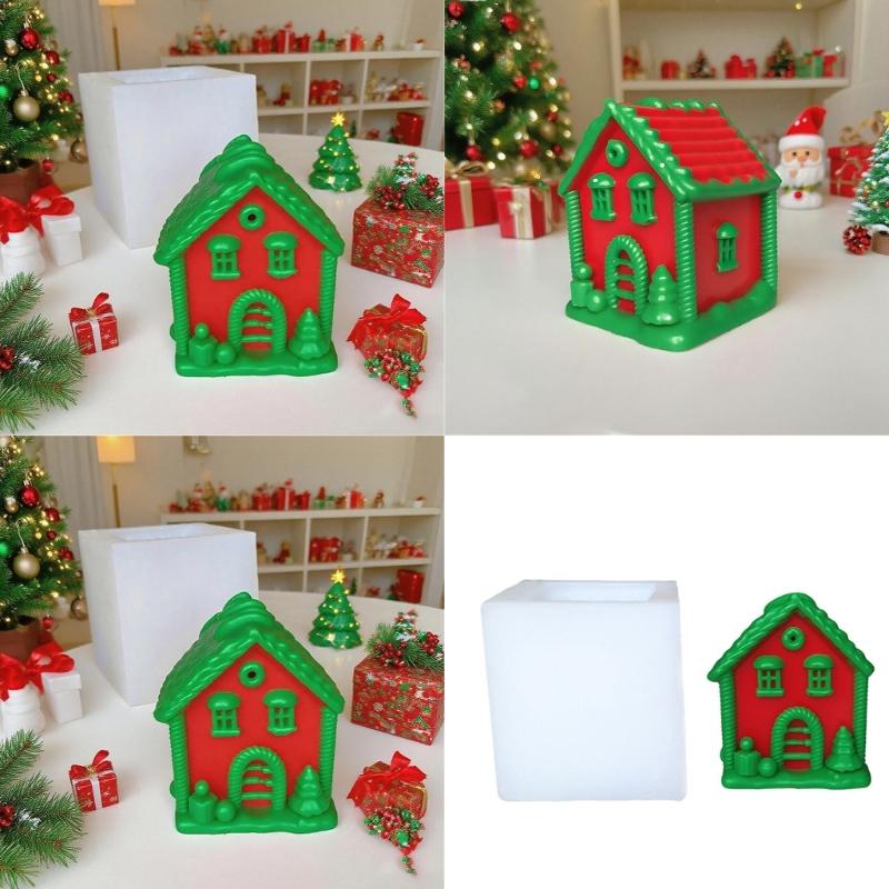 Christmas House Silicone Mould for Candle Making Holiday Craft Soap Chocolate Art Festival Home Decoration