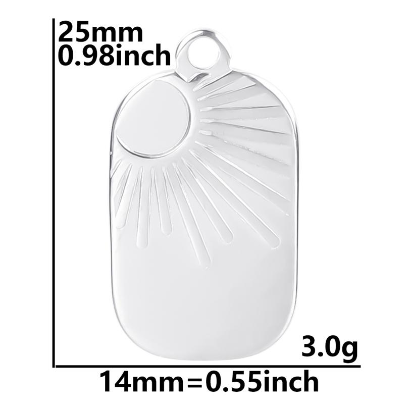 100% Stainless Steel Charms For Jewelry Making Supplies Moon Pendant Star Sun Fashion Accessories Rectangle Round Charm Breloque