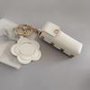 Portable Lipstick Bag Packet PU Leather Backpack Hangings New Flower Mirror Keychain  Keyring Gift