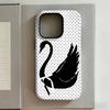 Clmj Ins White Swan Polka Dot Phone Case for iPhone 17 16e 16 15 14 13 12 11 X XS XR XSMAX 7 8 Air Pro Max Plus Double-layer