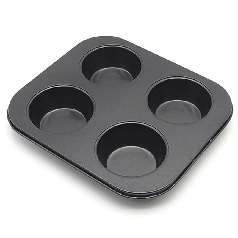 

1 шт. 4-секционная форма из нержавеющей стали, круглая форма для кексов, пудинга, печенья, шоколада, антипригарная форма для домашней кухни, ресторана чёрный