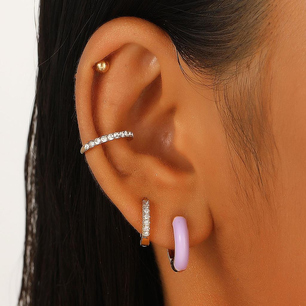 SHEIN New Suit Earrings Girls 2025 Simple No Ear Piercing Ear Clips Personalized Punk Internet Celebrity Combination Earrings
