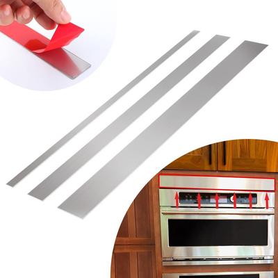 1PC Stainless Steel Strips, Brushed Self Adhesive Strip Metal Trim Strip, Finishing Sheet Metal Strip for Microwave/Oven/Cooktop