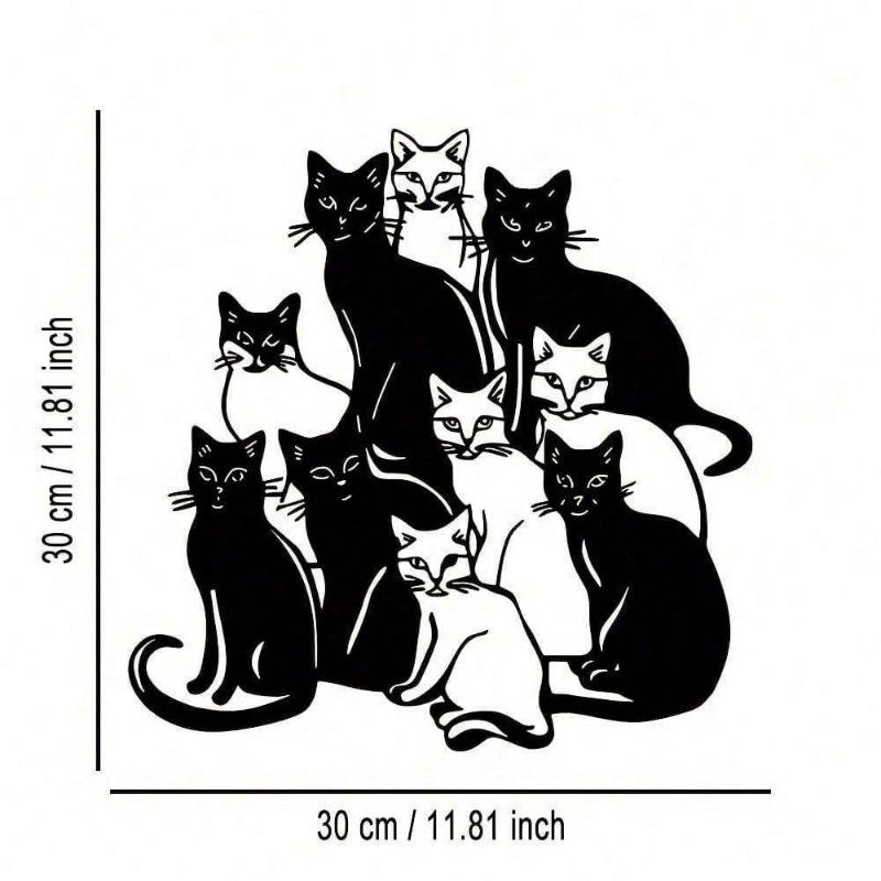 En gruppe katter minimalistisk metall på veggkunst - Moderne hjemmedekor for soverom, stue eller bad.