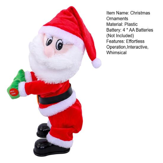 Šťastný twerkující Santa Claus panenka Vtipná tančící animovaná vánoční plyšová hračka Elektrická hudba zpívající Santa Claus Vánoční dekorace
