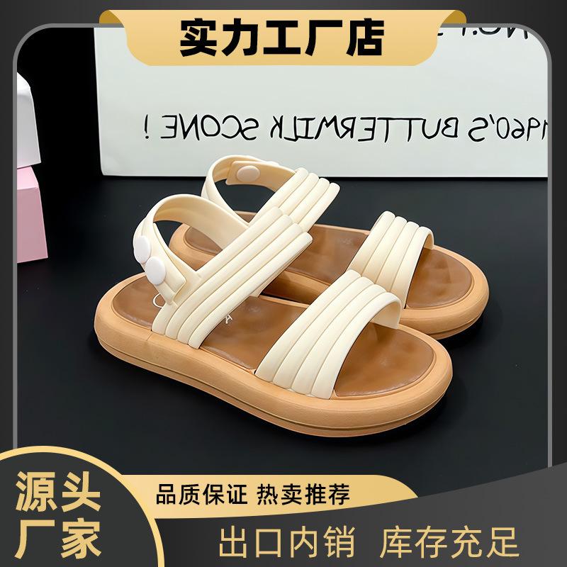Girls' Summer New Soft-Soled Sandals for Young and Older Children with Buckle Closure
