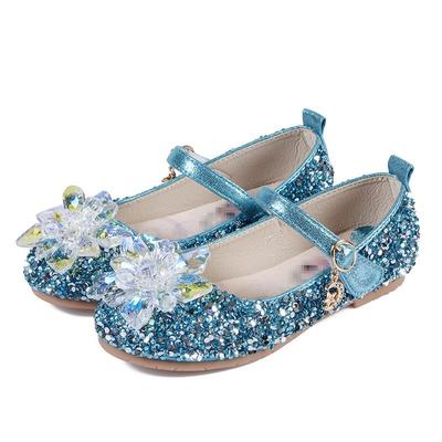 Elsa Princess Sandals For Girls Glitter Flat Shoes Baby Crystal Snowflake Elza Shoes Halloween Dancing Party Accessories