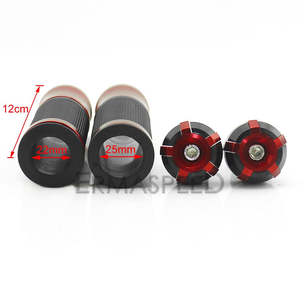 1 pár 7/8'' 22mm univerzálních motocyklových gripů s koncovkou lišty CNC hliníkové motokrosové rukojeti řídítek