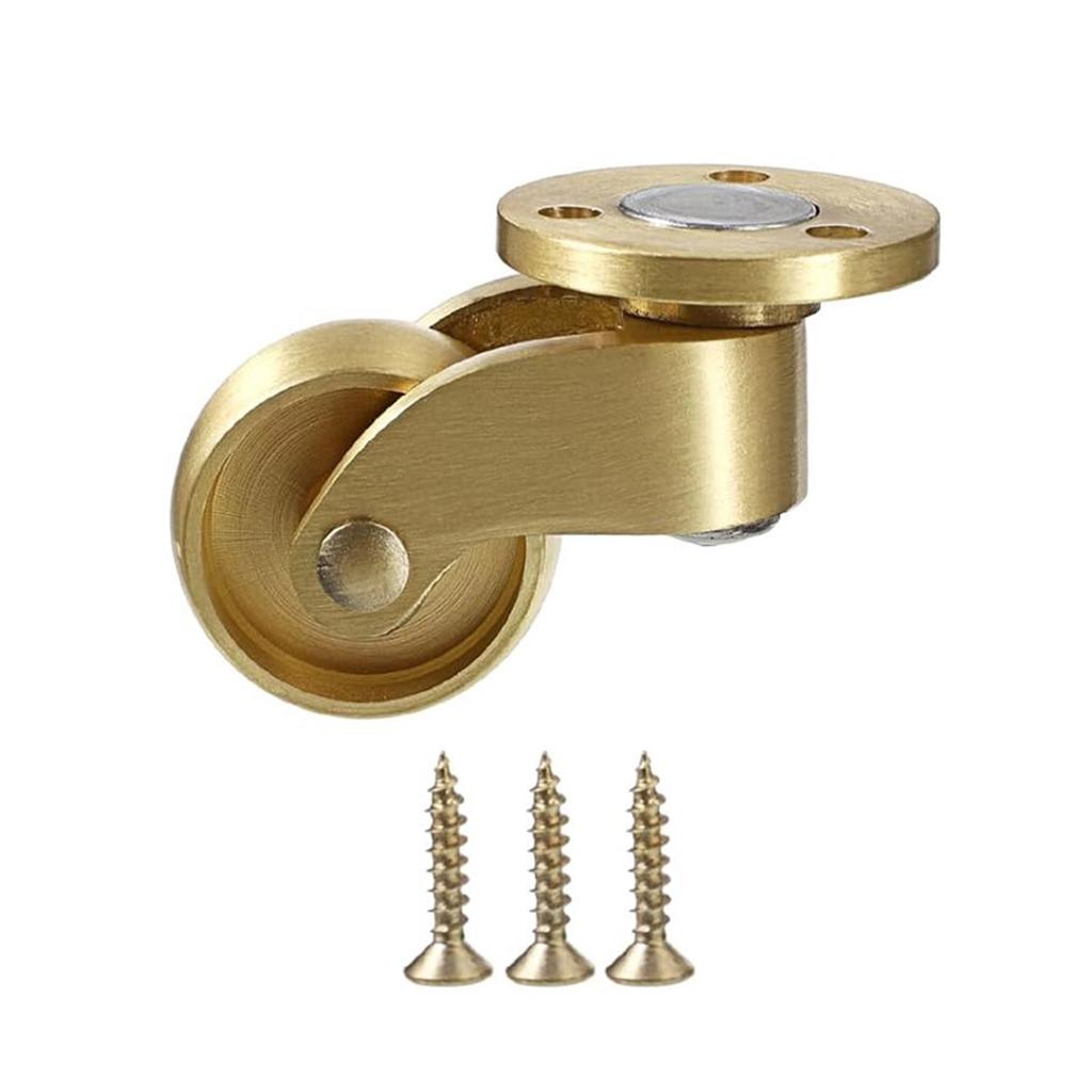 Pack of 2 Sturdy Brass Swivels Casters Portable 360 Degree Rotating Furniture Wheel for Chairs Cabinets Trunks Box
