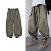 Japanse streetwear heren effen kleur zak trekkoord joggingbroek casual hiphop rechte broek retro wijde pijpen cargo broek