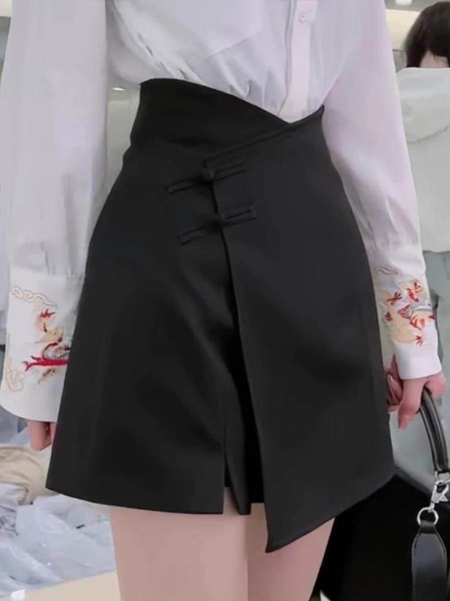 

Китайський національний стиль великого розміру, незвичайний літній костюм: Спідниця, що моделює фігуру, з високою посадкою та шортами M