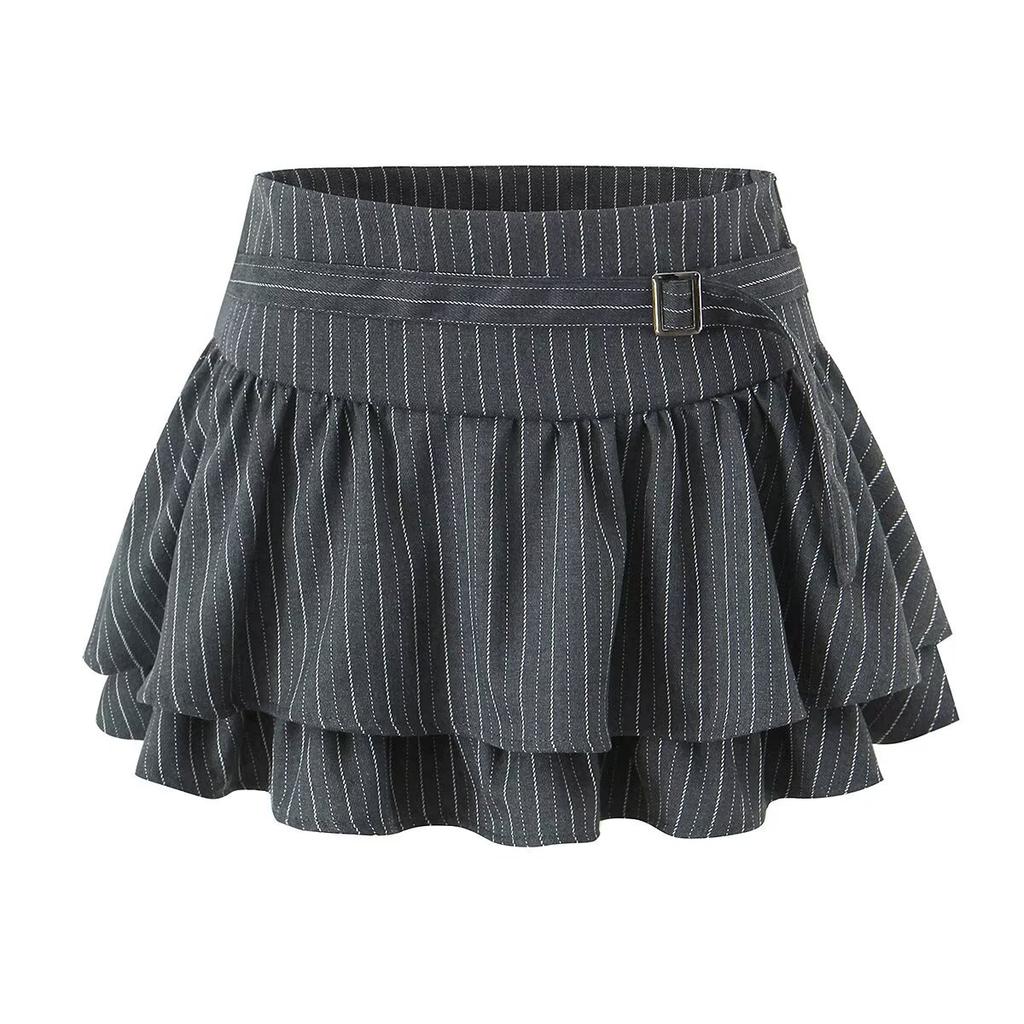 European and American style, new women's clothing, fashionable single-breasted neck vest striped cake skirt