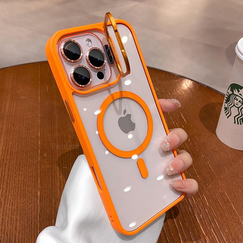 Holder Wireless Charging Phone Case For iPhone 17 Pro Max 16 15 14 13 12 11 Pro Max Plus Air Lens Protection Cover Funda