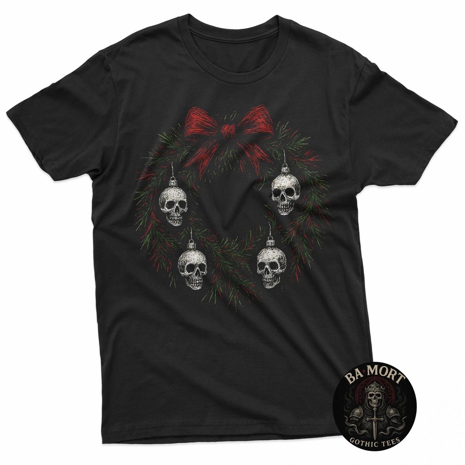 Gothic Skull Wreath 100% Cotton T-shirt Mens Tees Top XL